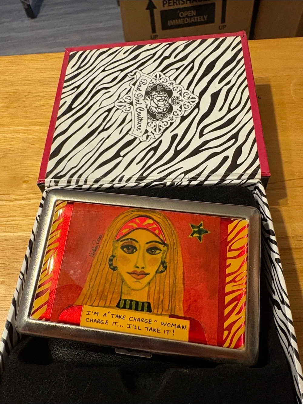 Betsey Johnson Red Illustrated Woman Card Case